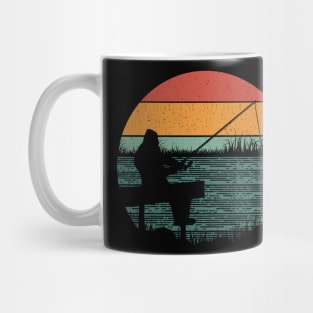 Retro Bigfoot Fishing Sunset Mug